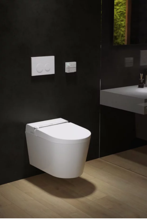 Cuvette suspendue blanche avec réservoir encastré