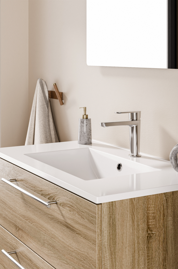 Ensemble avec vasque blanche et tiroirs